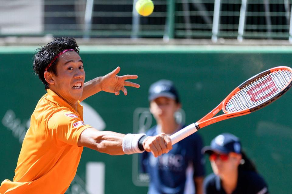 　シングルス準々決勝でケビン・アンダーソンを破り、４強入りした錦織圭（ＡＰ＝共同）