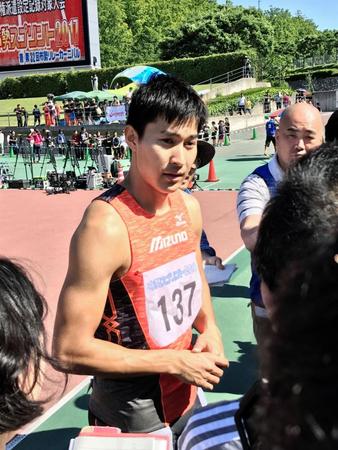 　１００メートルで歴代７位の１０秒０８をマークした飯塚翔太