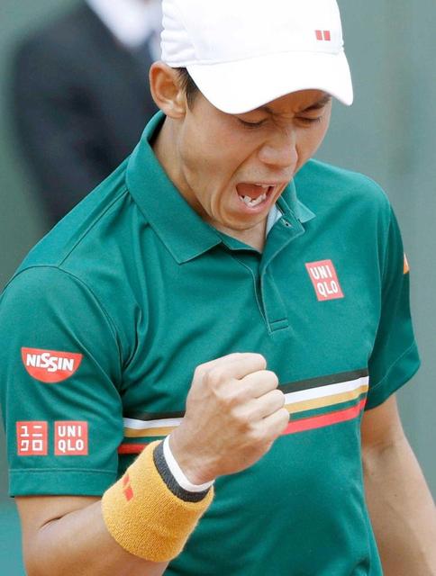 錦織“アジア対決”制し４回戦進出　日本男子最多の全仏１４勝目