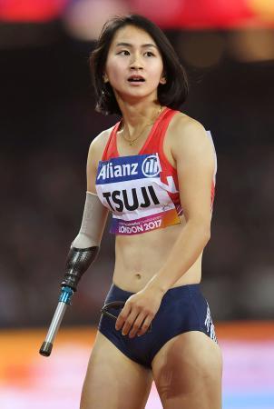 　女子２００メートル（切断などＴ４７）で２６秒８４の日本新記録で６位となった辻沙絵＝ロンドン（共同）