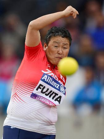 　女子砲丸投げ（脳性まひＦ３６）決勝　３位となった藤田真理子＝ロンドン（共同）