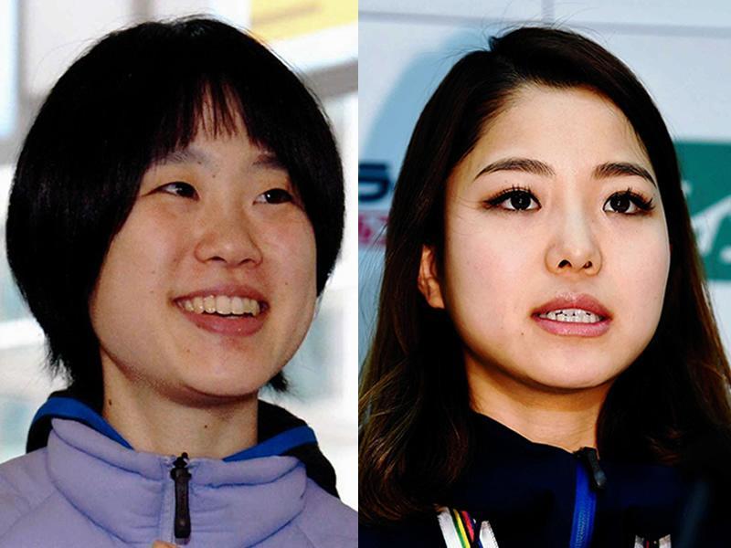 　同点優勝した伊藤有希（左）と高梨沙羅