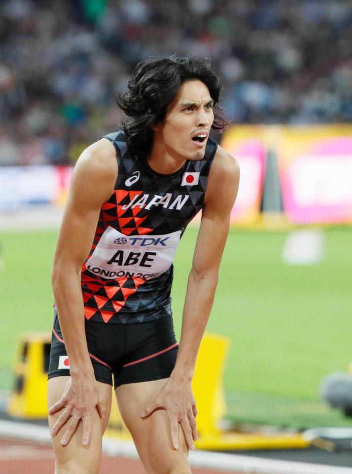 　男子４００メートル障害、レース後の安部孝駿