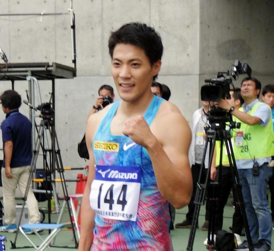 　１０秒００の日本歴代２位で優勝した山県亮太