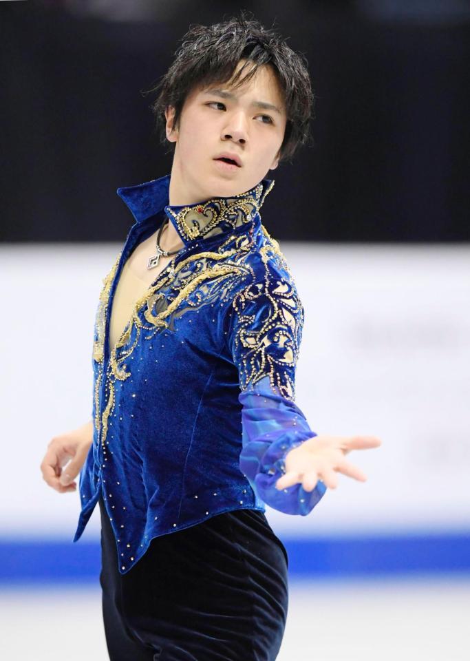 男子フリーで演技する宇野昌磨＝レジャイナ（共同）