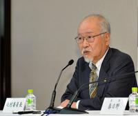 横綱審議委員会を終え会見を行う北村委員長＝両国国技館（撮影・中田匡峻）