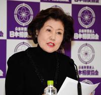 貴乃花親方の理事解任について語る池坊保子議長＝両国国技館（撮影・堀内翔）