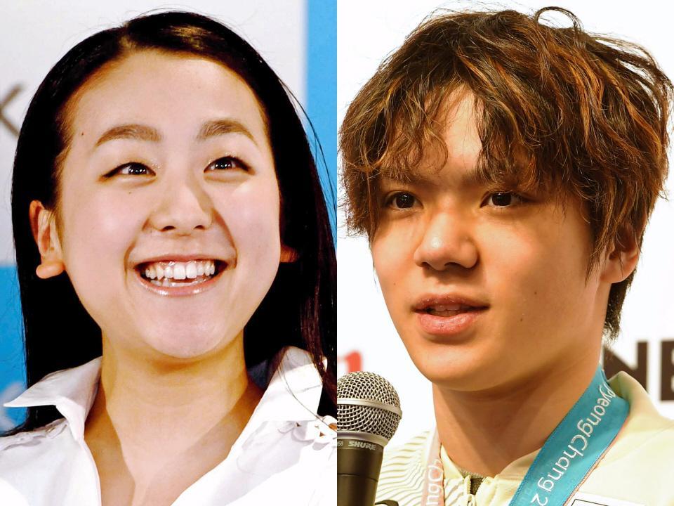 浅田真央さん（左）と宇野昌磨