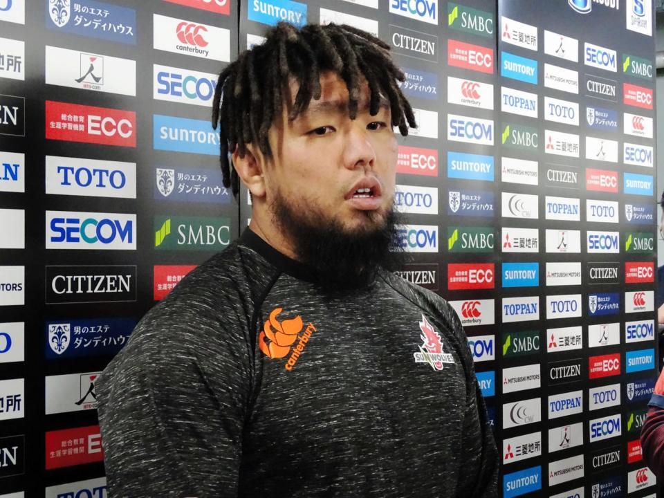 　国内最終戦に向けて思いを語るサンウルブズの堀江