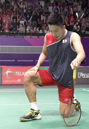 　男子シングルス３回戦で、インドネシア選手に敗れた桃田賢斗（共同）