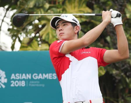 　最終ラウンド、通算１１アンダーで金メダルを獲得した中島啓太＝ジャカルタ（共同）