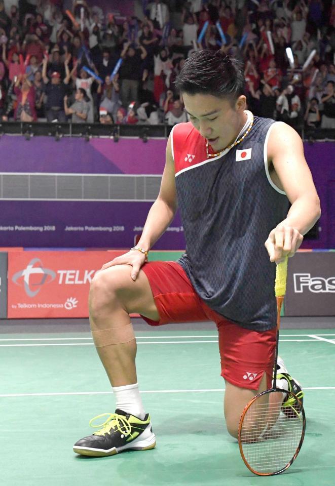 　男子シングルス３回戦で、インドネシア選手に敗れた桃田賢斗（共同）