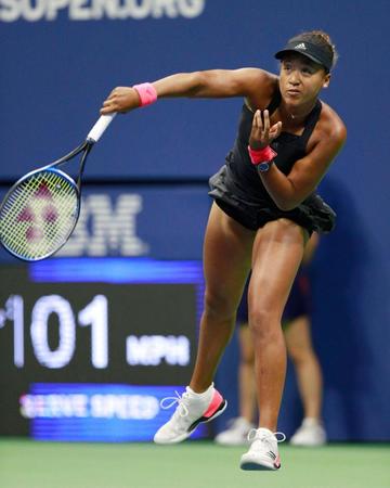 全米オープンテニスの女子シングルス準決勝で、マディソン・キーズと対戦する大坂なおみ＝６日、ニューヨーク（共同）