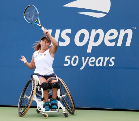　車いすの部女子シングルスで決勝に進出した上地結衣＝ニューヨーク（共同）