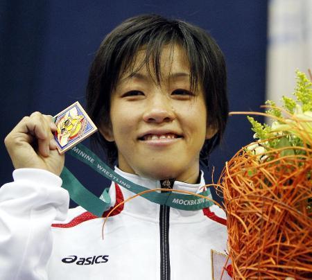 　レスリング世界選手権の女子５９キロ級で銅メダルを獲得した正田絢子氏＝２０１０年、モスクワ