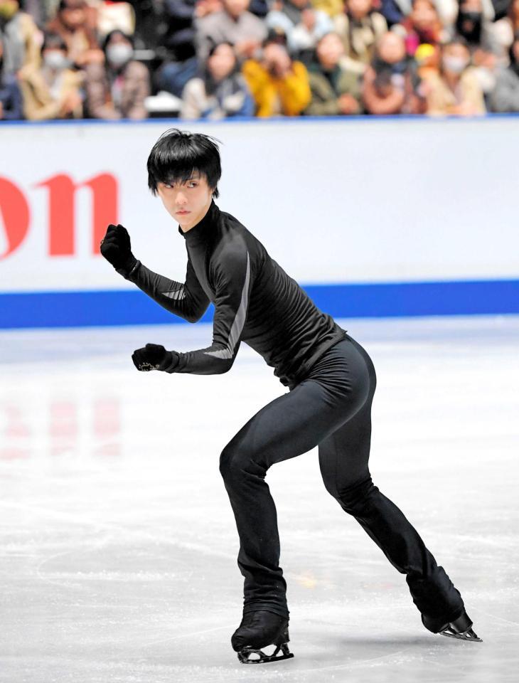 　世界選手権３度目の優勝を目指し調整する羽生結弦（撮影・堀内翔）