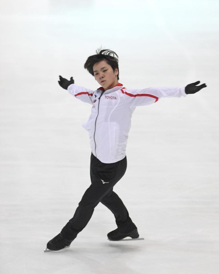 　リハーサルする宇野昌磨