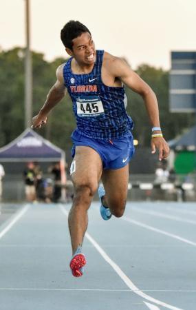 　男子２００メートル２次予選で２０秒１３をマークしたサニブラウン・ハキーム＝ジャクソンビル（共同）