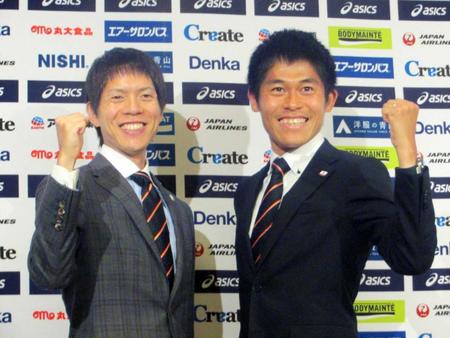 　世界選手権へ意気込む鈴木雄介（左）と川内優輝