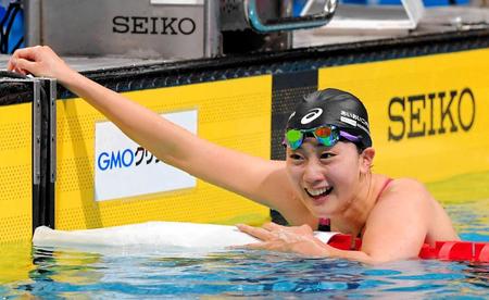 　女子２００メートル自由形決勝で３位となった青木智美（撮影・堀内翔）