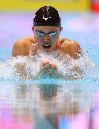 女子１００メートル平泳ぎ決勝　４位に終わった青木玲緒樹＝光州（共同）