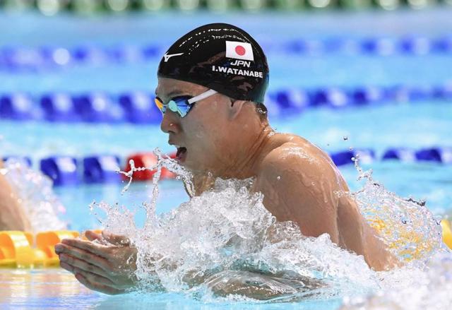 世界記録保持者・渡辺一平「落ち着いて泳いだ」２００平、９位で準決勝へ　小日向も進出