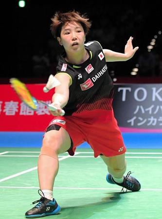準決勝をストレート勝ちで突破した山口茜＝東京・調布市武蔵野の森総合スポーツプラザ（撮影・堀内翔）