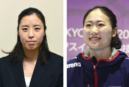　アーティスティックスイミングの東京五輪代表に決まった乾友紀子（左）、吉田萌