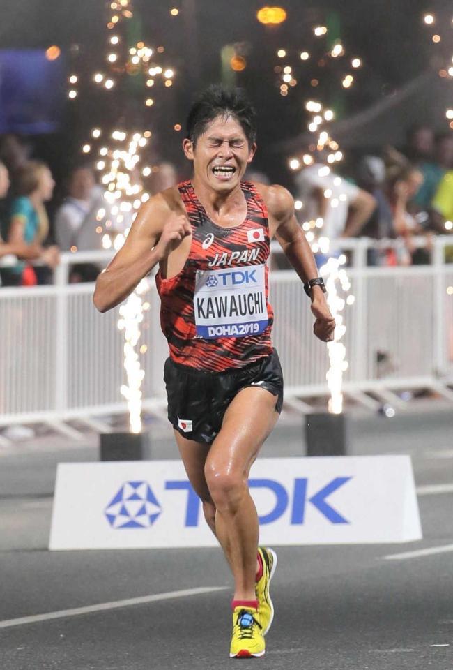 　２９位でゴールする川内優輝