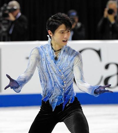 　ＳＰ　圧巻の演技を見せる羽生結弦＝カナダ・ケロウナ（撮影・堀内翔）