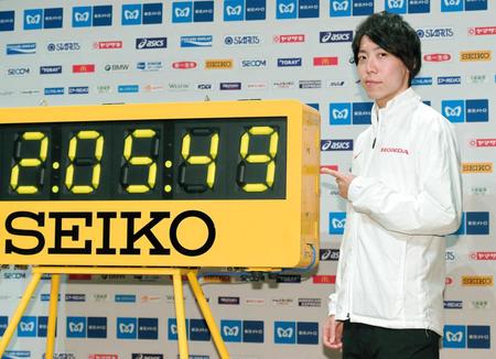 　日本記録より１秒でも早く走りきることを誓う設楽悠太（撮影・高石航平）