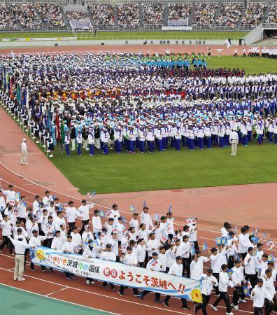 　２０１９年９月に茨城県笠松運動公園陸上競技場で行われた茨城国体の総合開会式