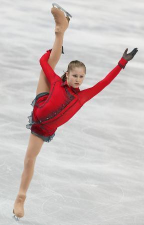 　ソチ冬季五輪のフィギュアスケート女子でフリーの演技をするロシアのユリア・リプニツカヤ＝２０１４年２月（タス＝共同）