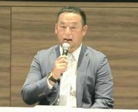 日本ハンドボールリーグ開幕会見に出席した松中信彦氏