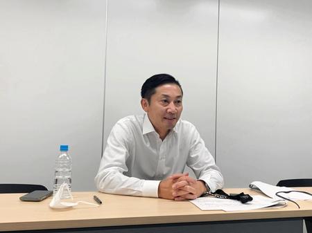 オンラインで報道陣に対応する島田慎二チェアマン（©Ｂ．ＬＥＡＧＵＥ）