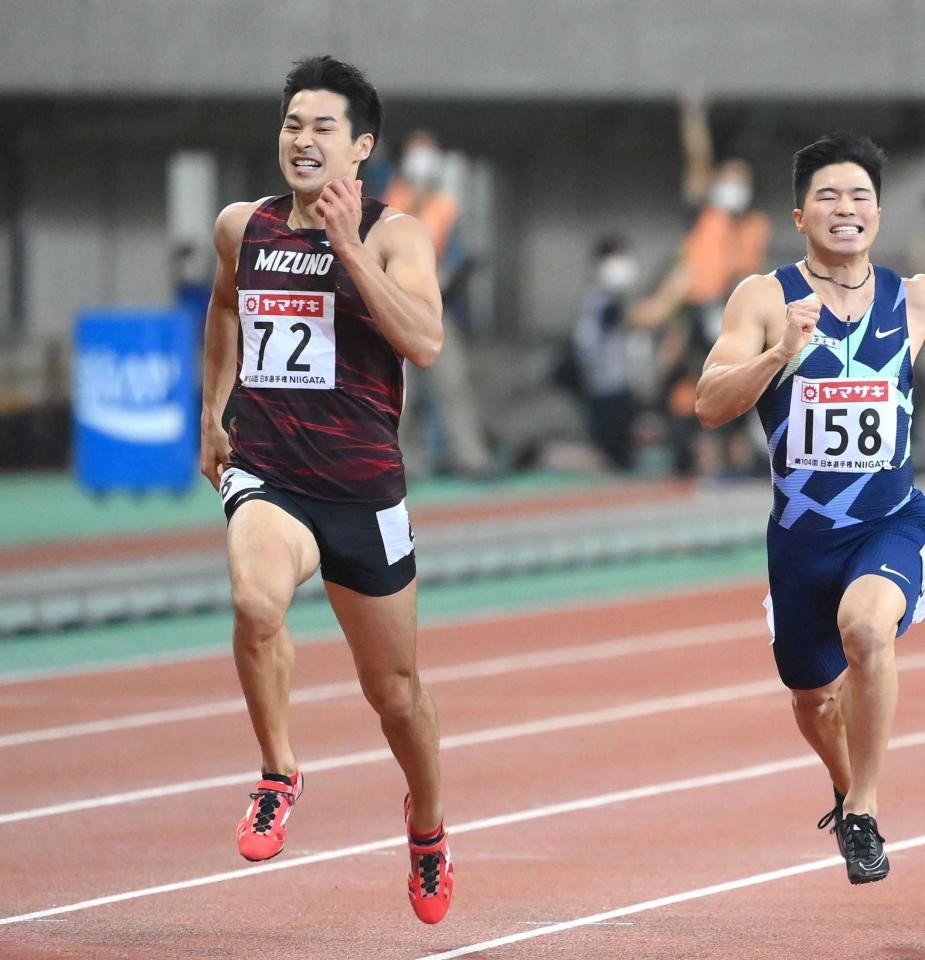 　男子２００メートルで優勝した飯塚翔太