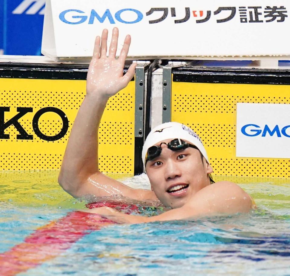 　男子２００メートル自由形、日本新で優勝した松元克央（代表撮影）