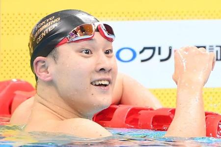 男子２００メートル平泳ぎ予選全体トップで決勝に進出した佐藤翔馬（撮影・堀内翔）