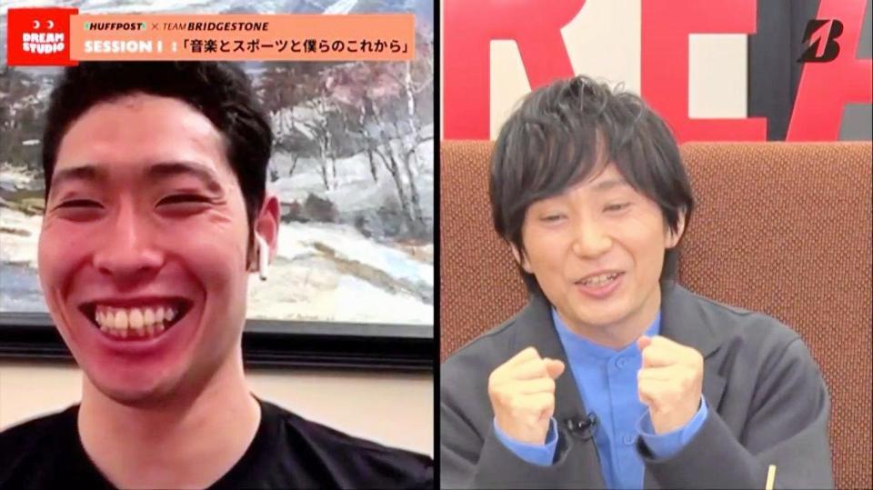 いきものがかりの水野良樹（右）と共演した萩野公介（提供写真）