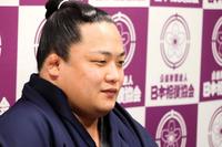 新入幕を果たしオンライン形式で会見した翠富士（日本相撲協会提供）