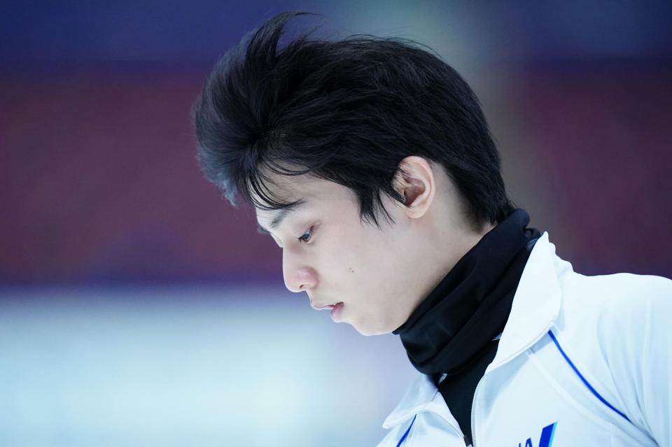 公式練習に望む羽生結弦（代表撮影）