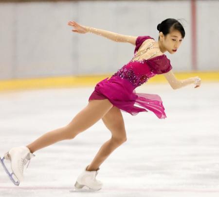 フィギュアスケート成年女子ＳＰ、華麗な演技を見せる三原舞依（代表撮影）