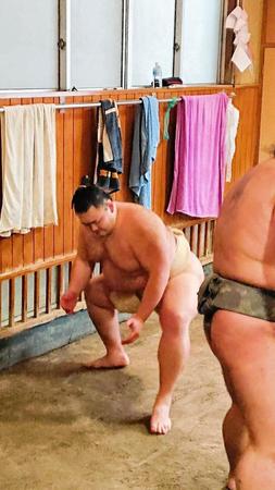 　すり足する朝乃山（日本相撲協会提供）
