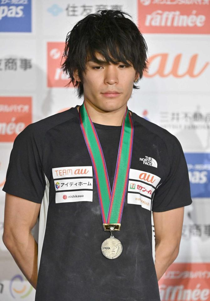 　男子決勝で２位に終わった楢崎智亜