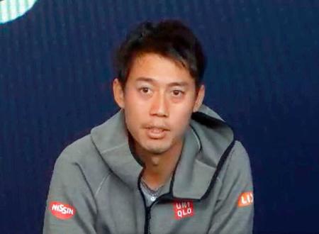 　ＡＴＰカップの記者会見に臨む錦織圭