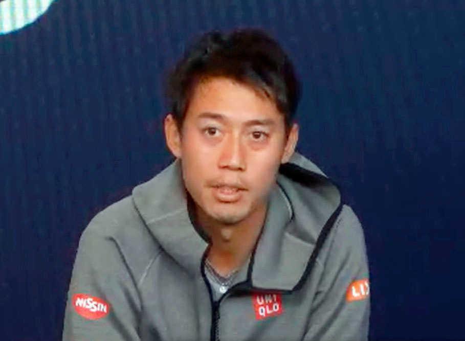 　ＡＴＰカップの記者会見に臨む錦織圭