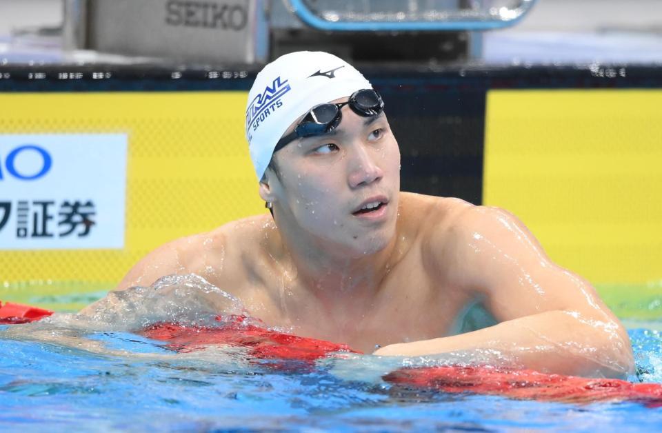 　男子２００メートル自由形予選　全体３位で決勝進出を果たした松元克央（撮影・堀内翔）