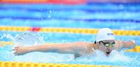 男子２００メートルバタフライ予選　全体１位で決勝に進出した瀬戸大也＝東京アクアティクスセンター（撮影・堀内翔）