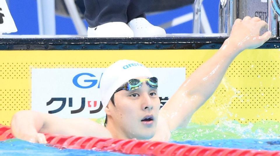 男子２００メートル個人メドレー予選を終えた瀬戸大也＝東京アクアティクスセンター（撮影・堀内翔）