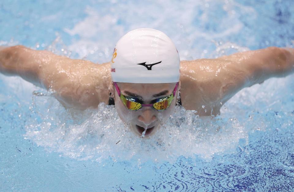 女子１００メートルバタフライ決勝　３位の池江璃花子＝東京辰巳国際水泳場（代表撮影）